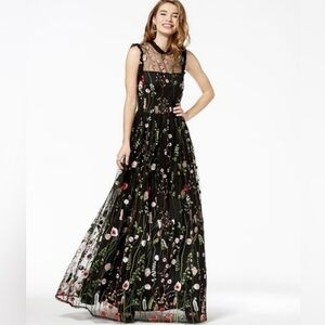 City Studio Black Maxi Dress with Floral Embroidery